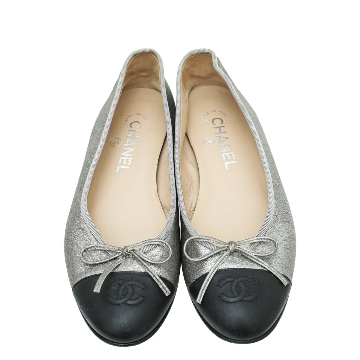 Chanel Bicolor CC Cap Toe Ballet Flats 38