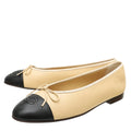 Chanel Bicolor CC Cap Toe Bow Flat Ballerina 42