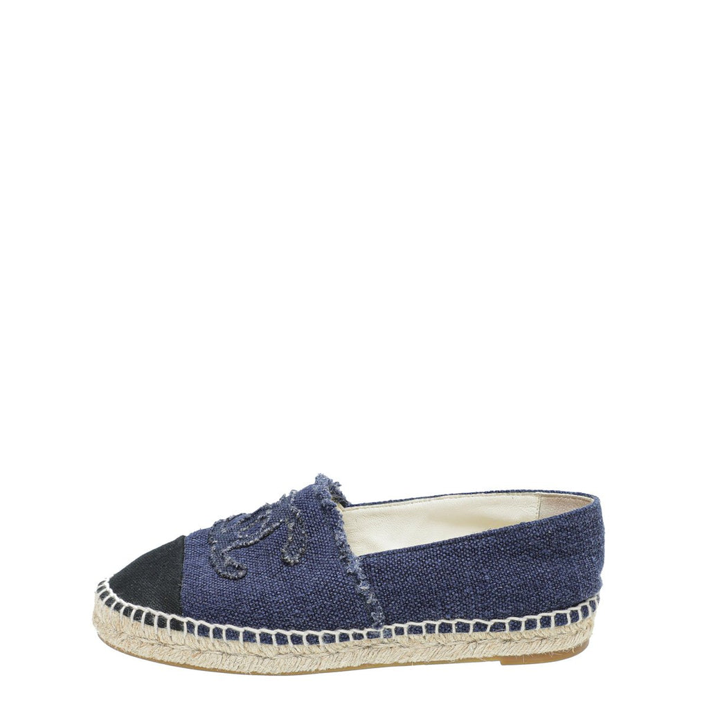 Chanel Bicolor CC Cap Toe Canvas Espadrille 35