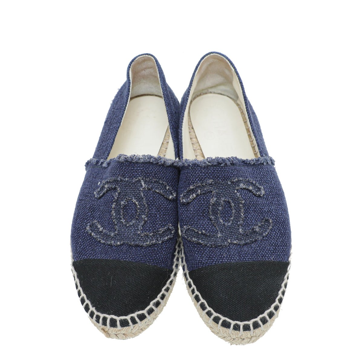 Chanel Bicolor CC Cap Toe Canvas Espadrille 35