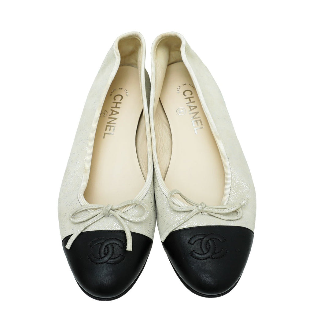 Chanel Bicolor CC Cap Toe Flat Ballet 38