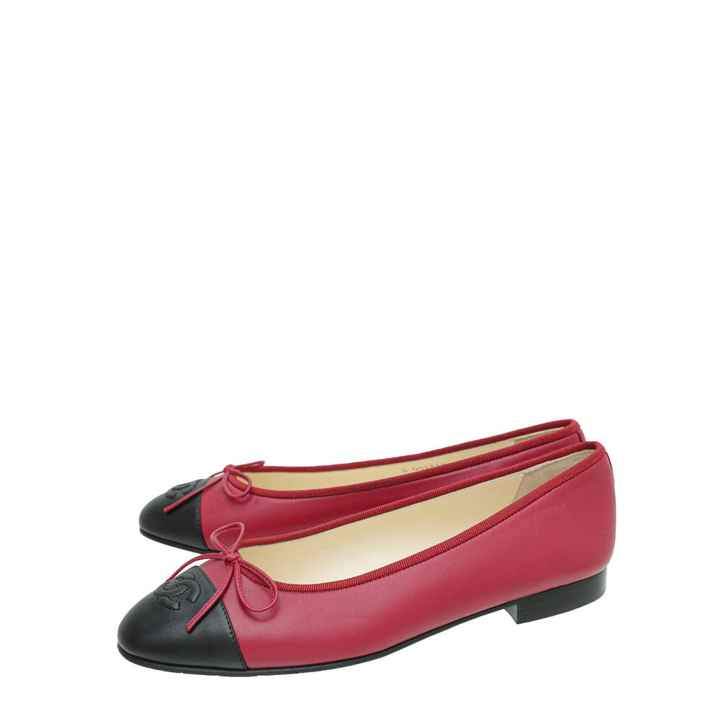 Chanel Bicolor CC Cap Toe Flat Ballet 38