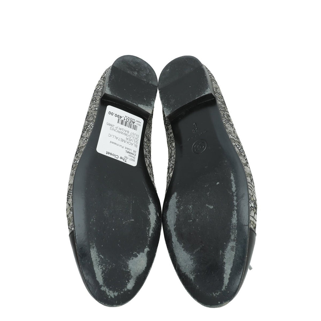 Chanel Bicolor CC Cap Toe Lace Flat Ballet 38