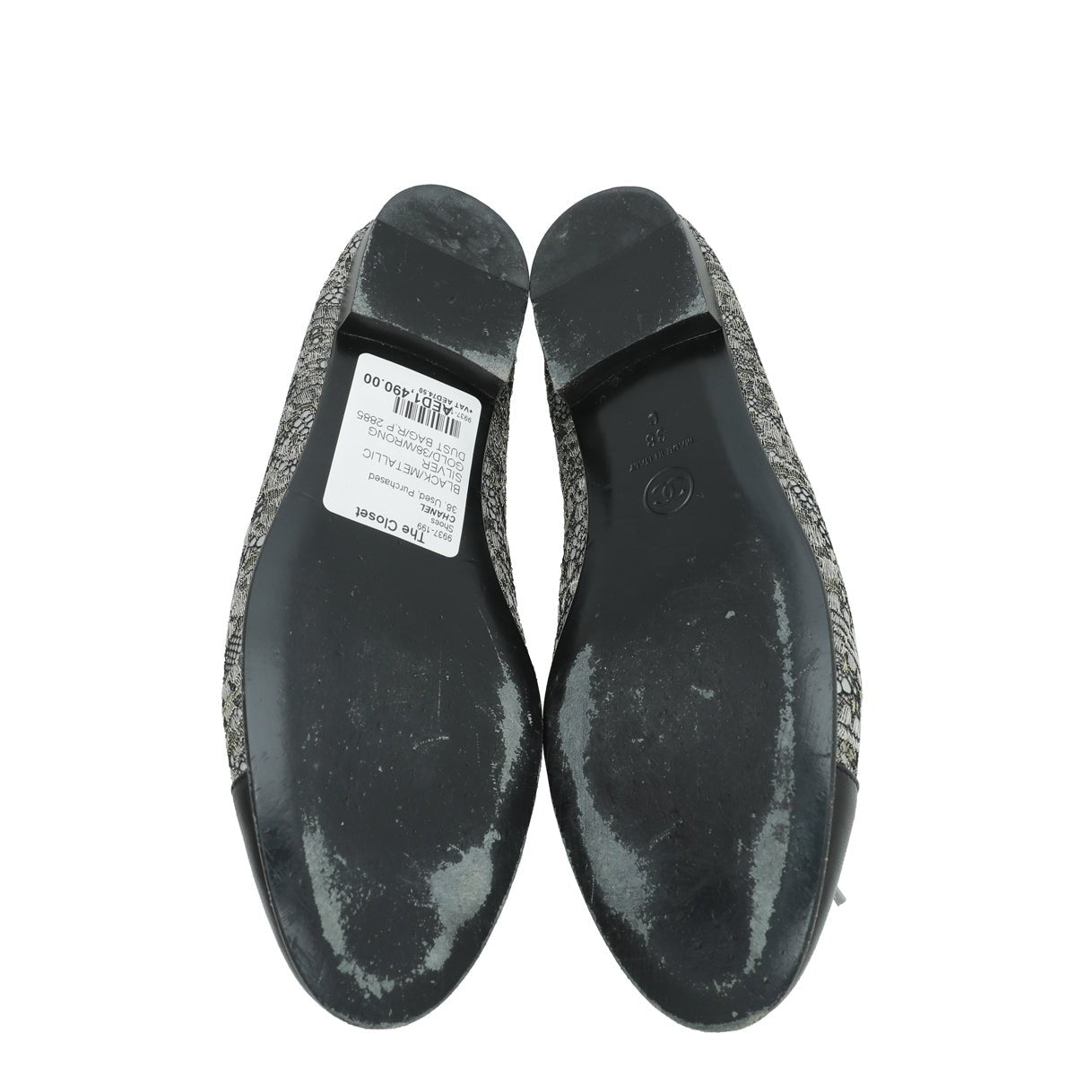 Chanel Bicolor CC Cap Toe Lace Flat Ballet 38