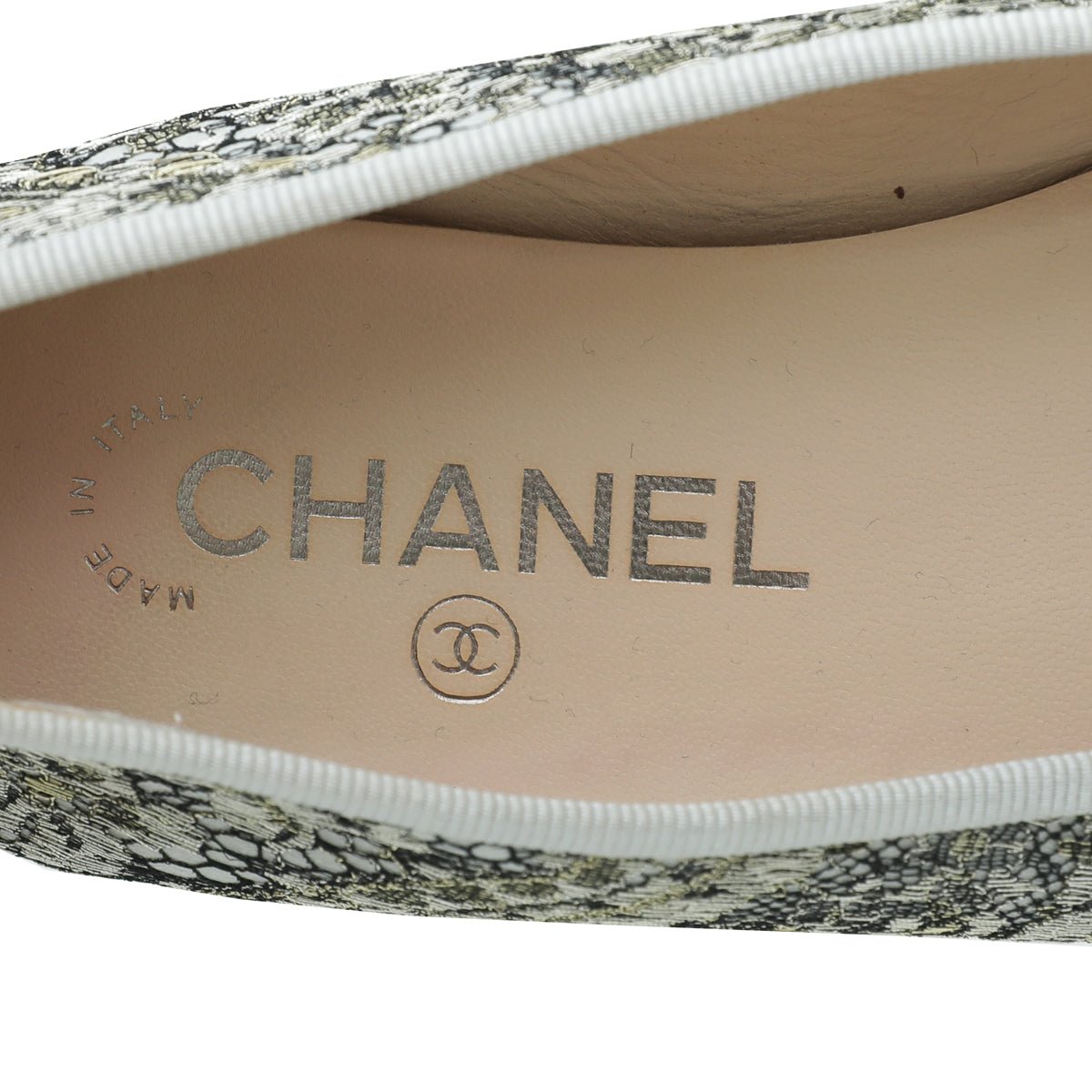 Chanel Bicolor CC Cap Toe Lace Flat Ballet 38