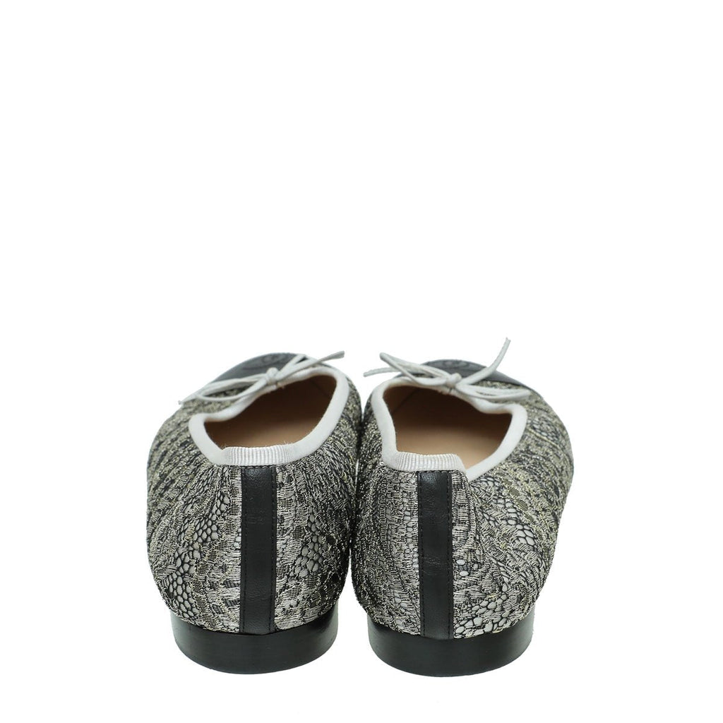 Chanel Bicolor CC Cap Toe Lace Flat Ballet 38
