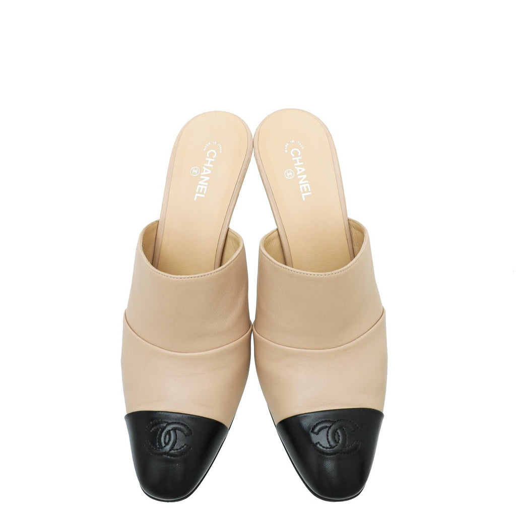 Chanel Bicolor CC Cap Toe Lambskin Mules 41
