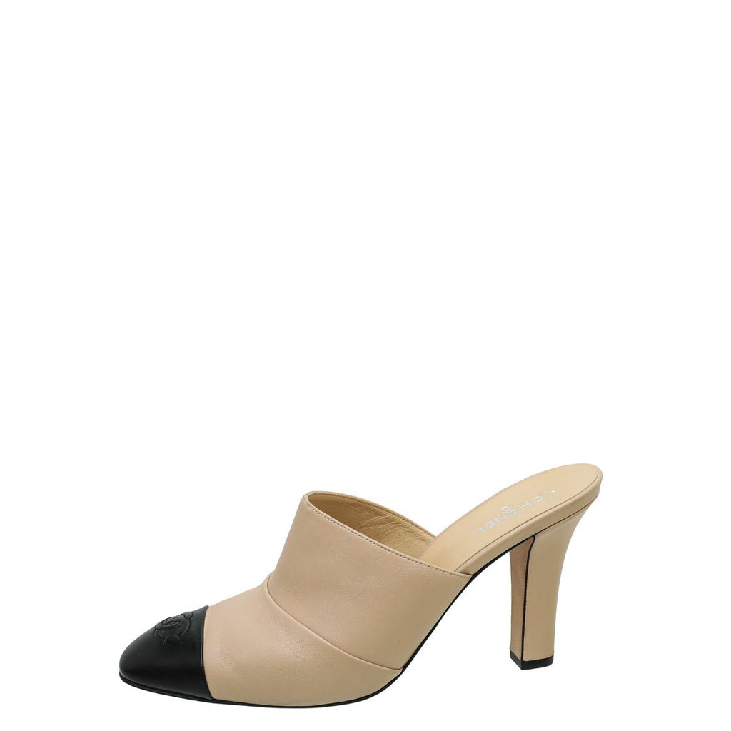 Chanel Bicolor CC Cap Toe Lambskin Mules 41