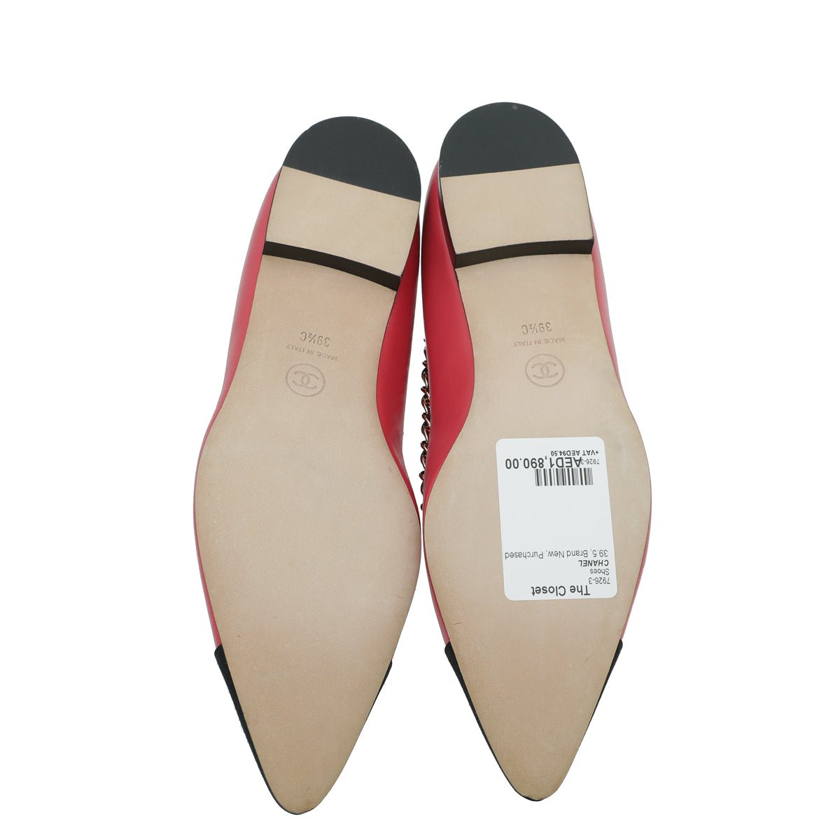Chanel Bicolor CC Cap Toe Pointed Chain Flat Ballet 39.5