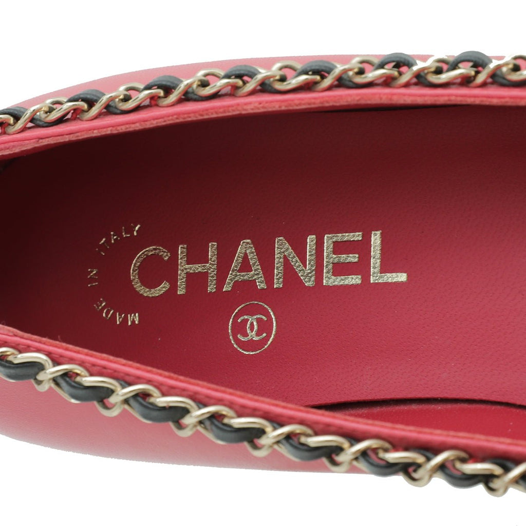 Chanel Bicolor CC Cap Toe Pointed Chain Flat Ballet 39.5