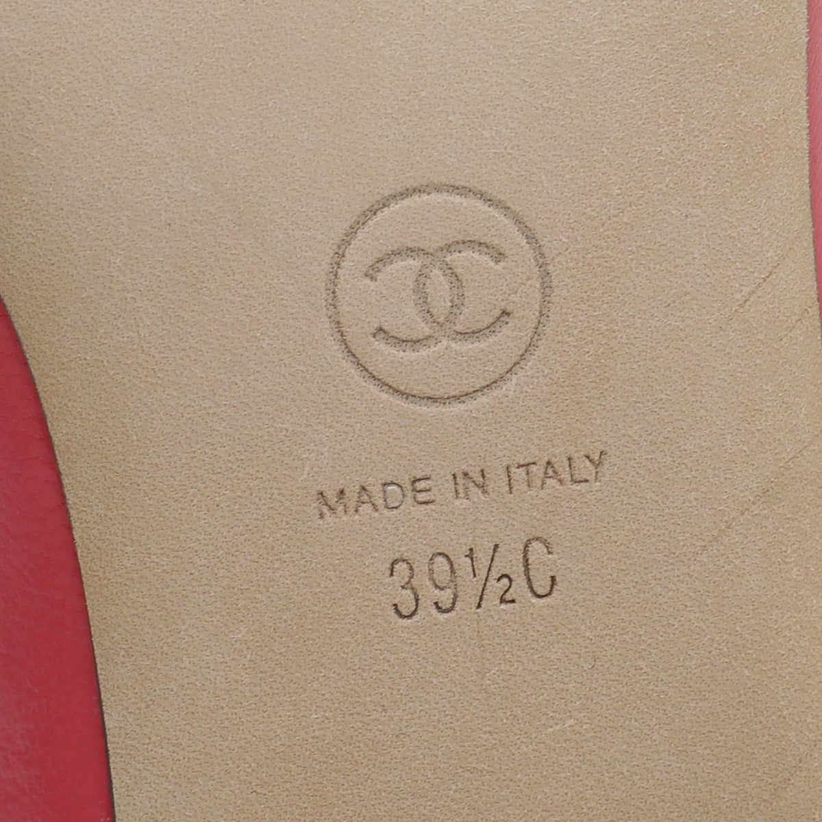 Chanel Bicolor CC Cap Toe Pointed Chain Flat Ballet 39.5