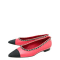 Chanel Bicolor CC Cap Toe Pointed Chain Flat Ballet 39.5
