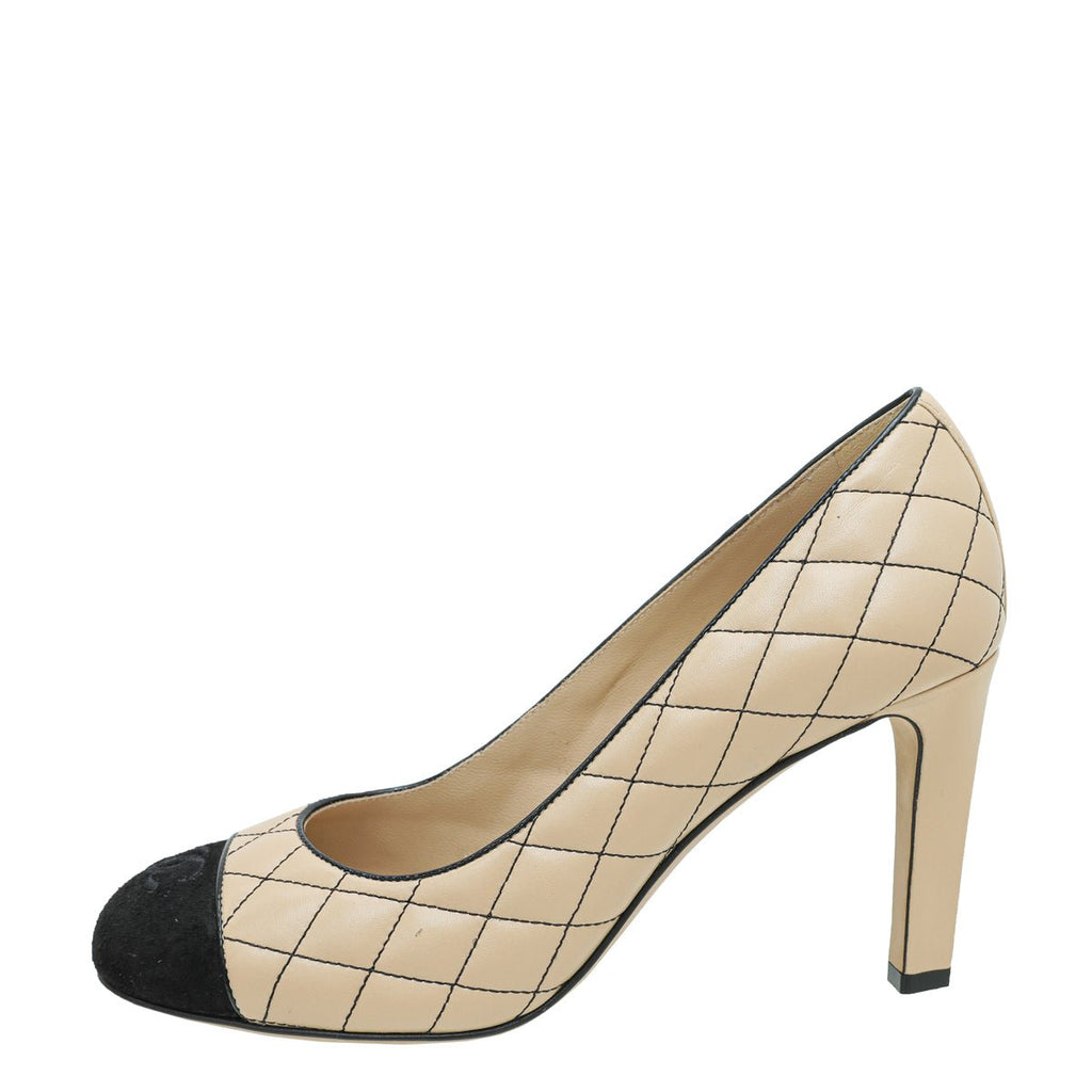 Chanel Bicolor CC Cap Toe Quilted Pump 39