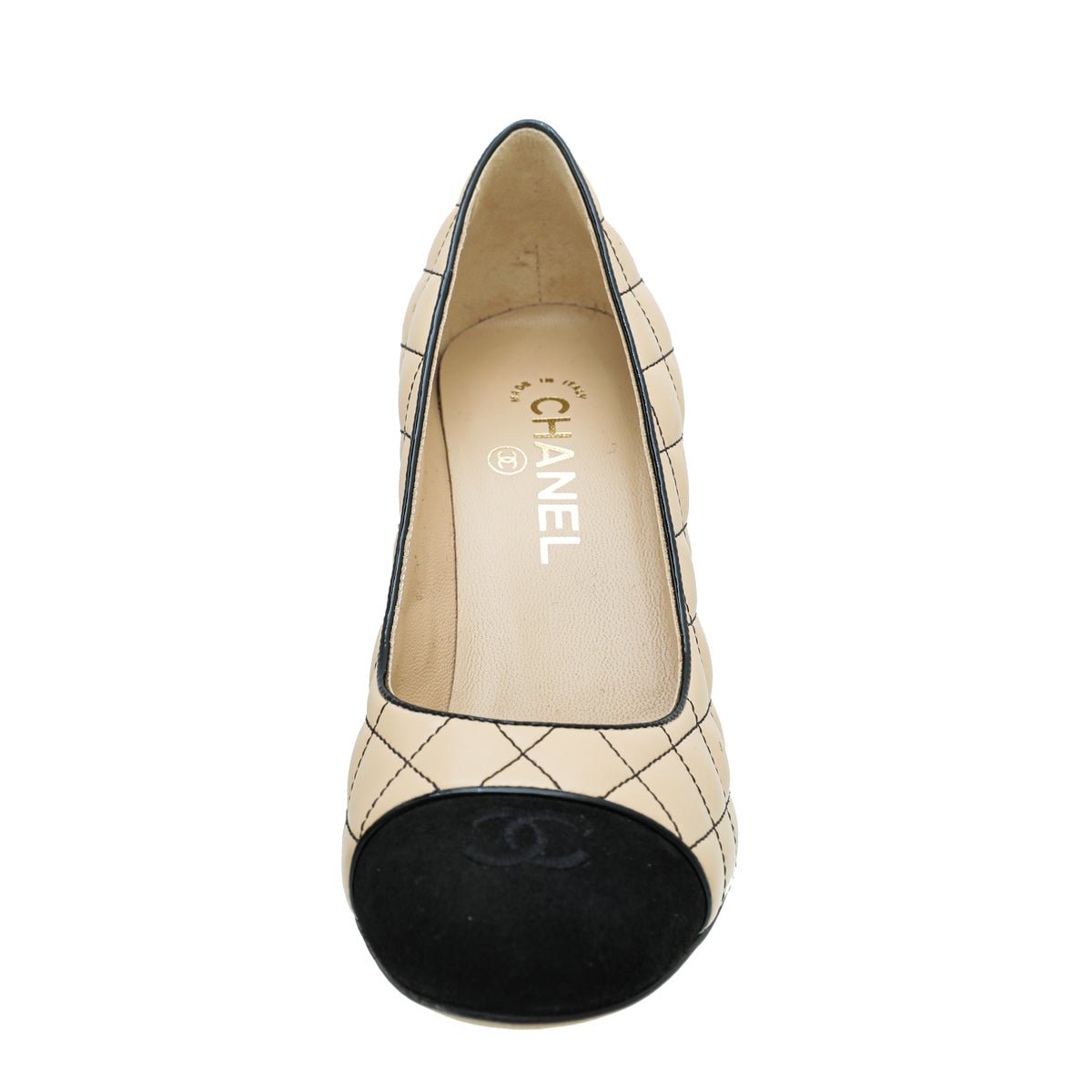 Chanel Bicolor CC Cap Toe Quilted Pump 39