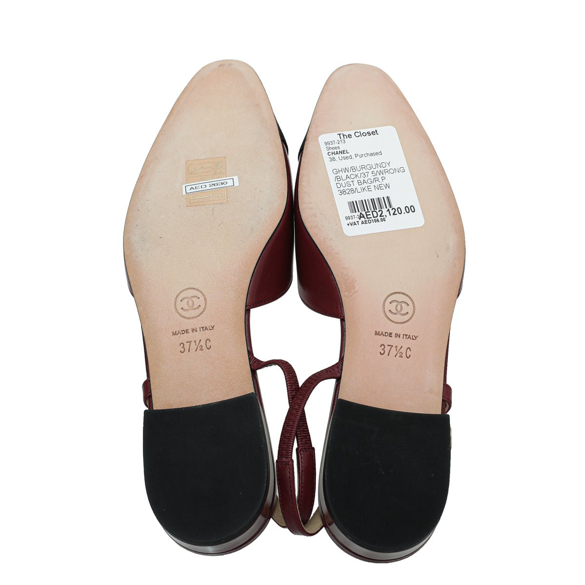 Chanel Bicolor CC Cap Toe Slingback 37.5