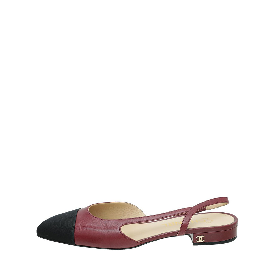 Chanel Bicolor CC Cap Toe Slingback 37.5