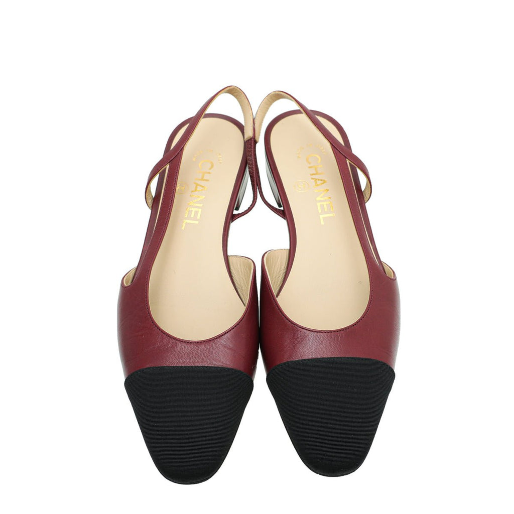 Chanel Bicolor CC Cap Toe Slingback 37.5