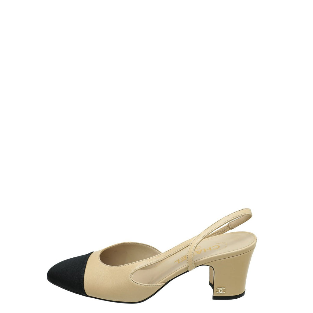 Chanel Bicolor CC Cap Toe Slingback 39