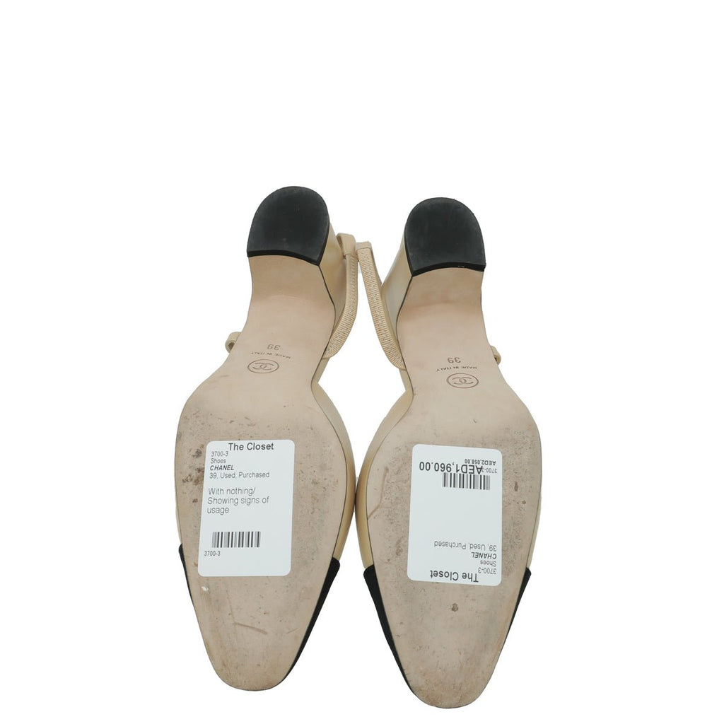 Chanel Bicolor CC Cap Toe Slingback 39