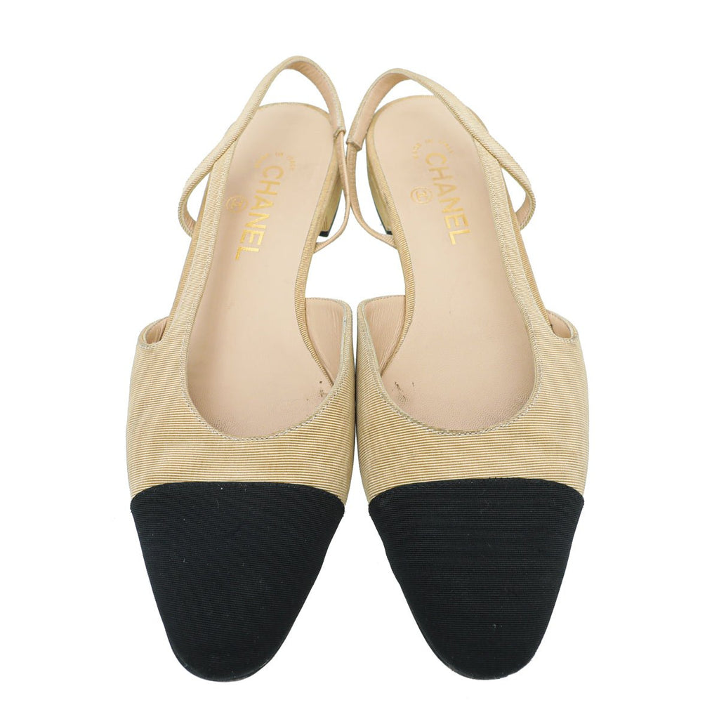 Chanel Bicolor CC Cap Toe Slingback Pump 40
