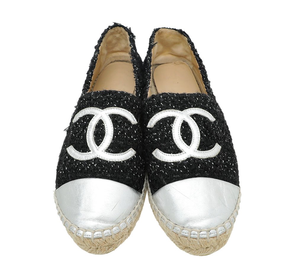 Chanel Bicolor CC Cap Toe Tweed Espadrille 39