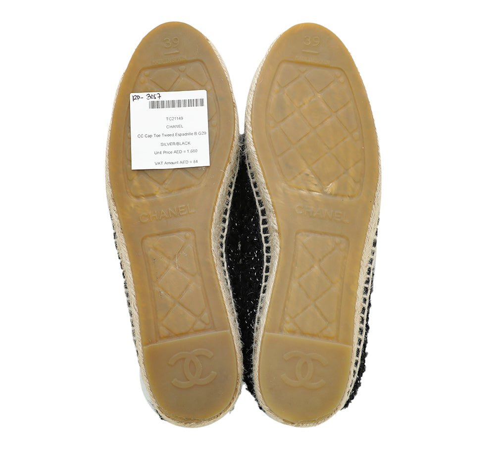 Chanel Bicolor CC Cap Toe Tweed Espadrille 39