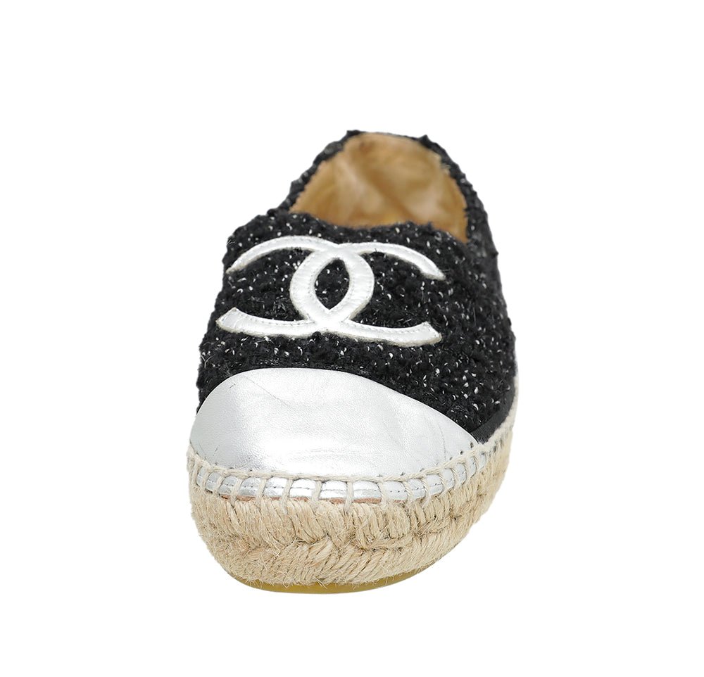 Chanel Bicolor CC Cap Toe Tweed Espadrille 39