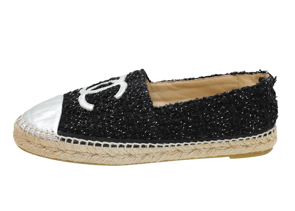 Chanel Bicolor CC Cap Toe Tweed Espadrille 39