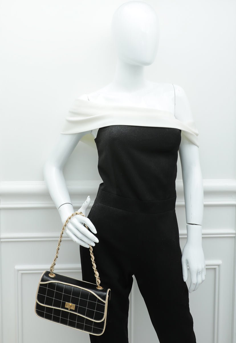 Chanel Bicolor CC Chocolate Bar Flap Chain Bag