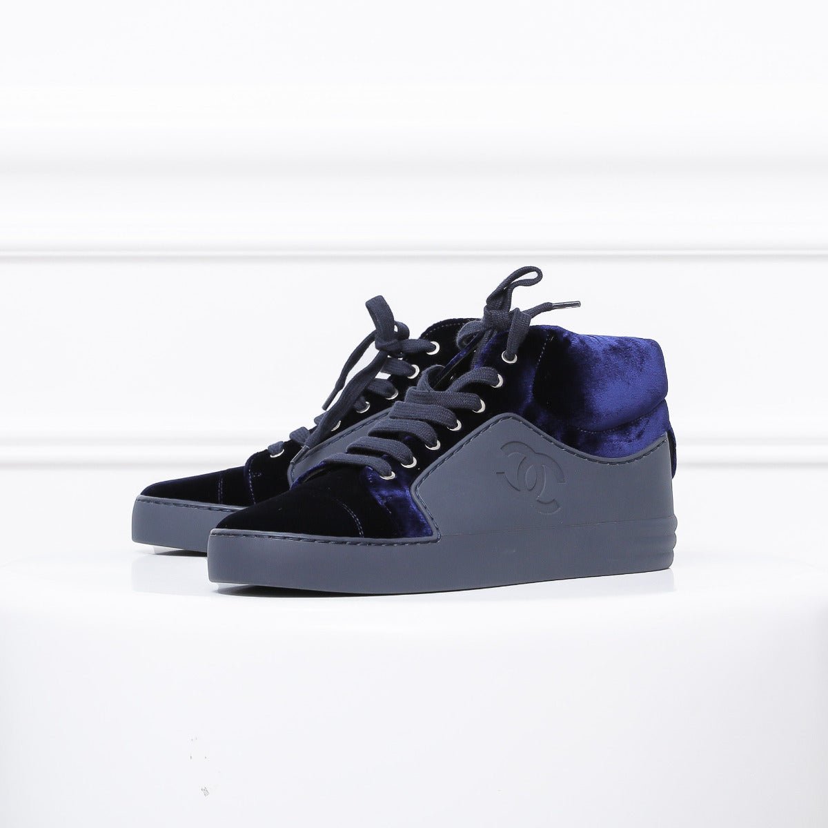 Chanel Bicolor CC High Cut Sneaker 39