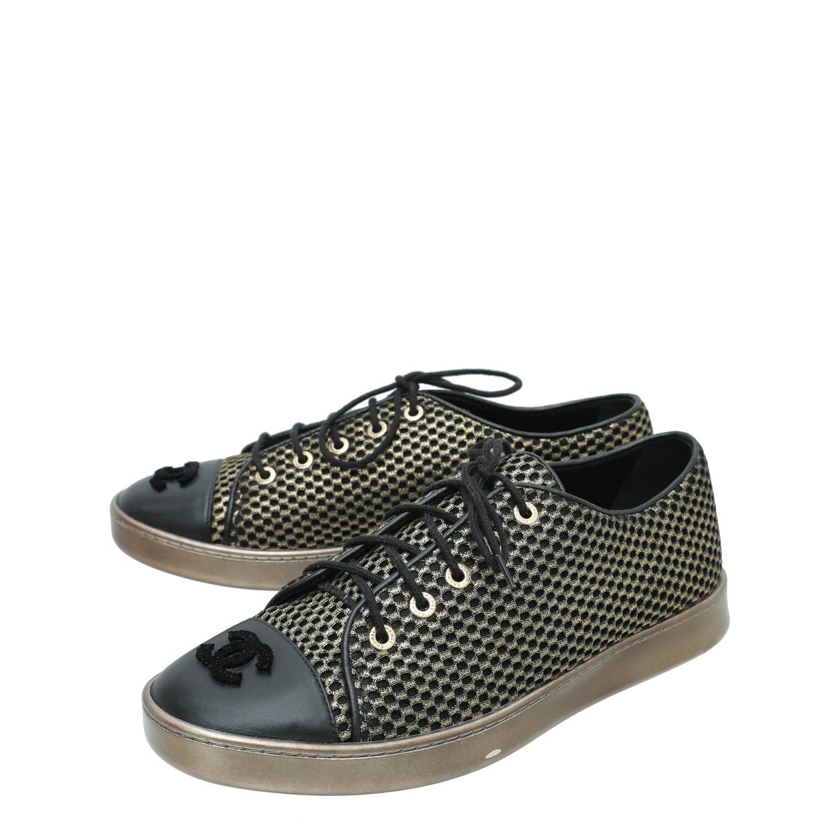 Chanel Bicolor CC Low Top Sneakers 37.5