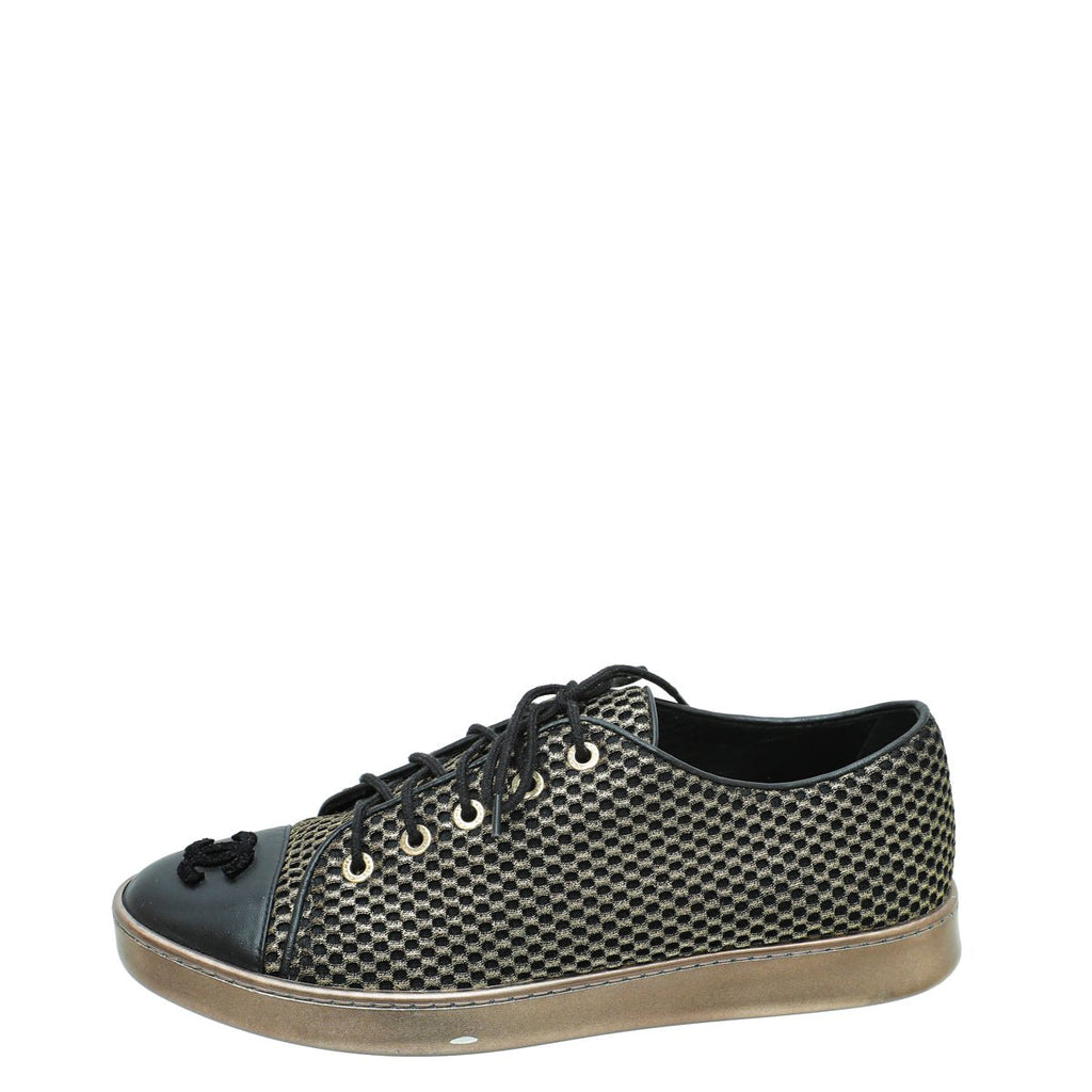 Chanel Bicolor CC Low Top Sneakers 37.5