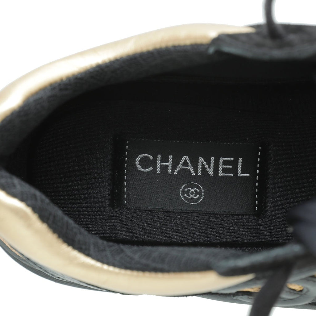 Chanel Bicolor CC Metallic Suede Sneaker 38
