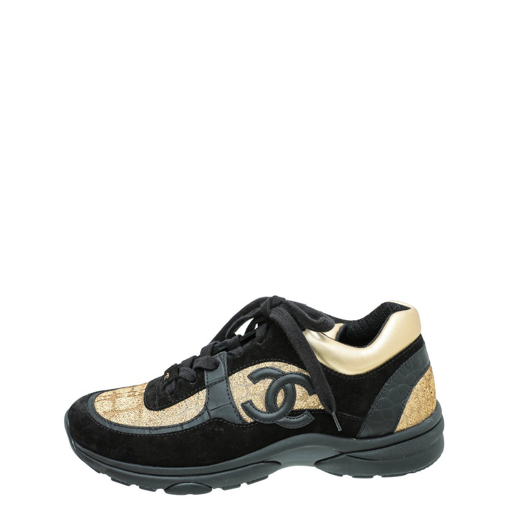 Chanel Bicolor CC Metallic Suede Sneaker 38