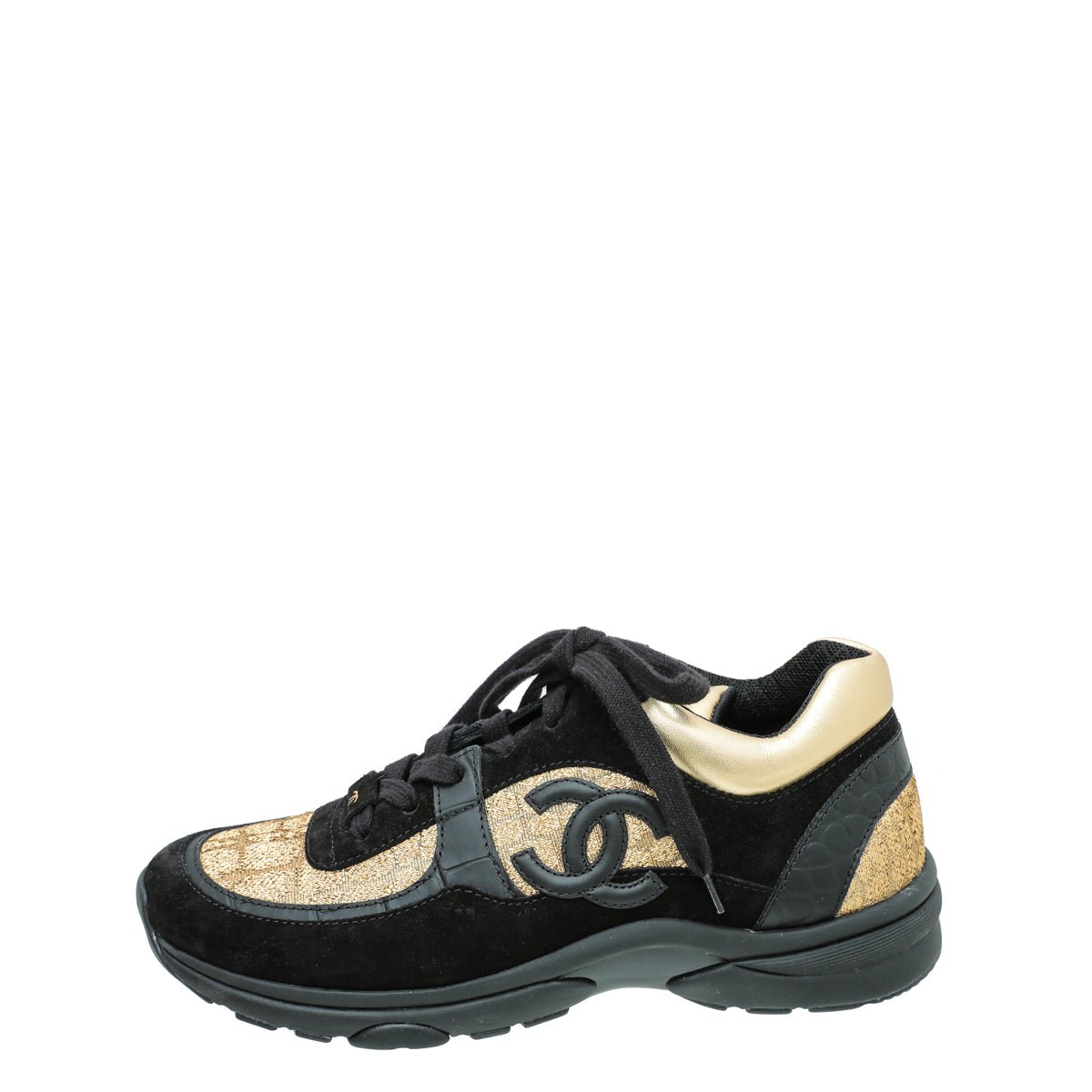 Chanel Bicolor CC Metallic Suede Sneaker 38