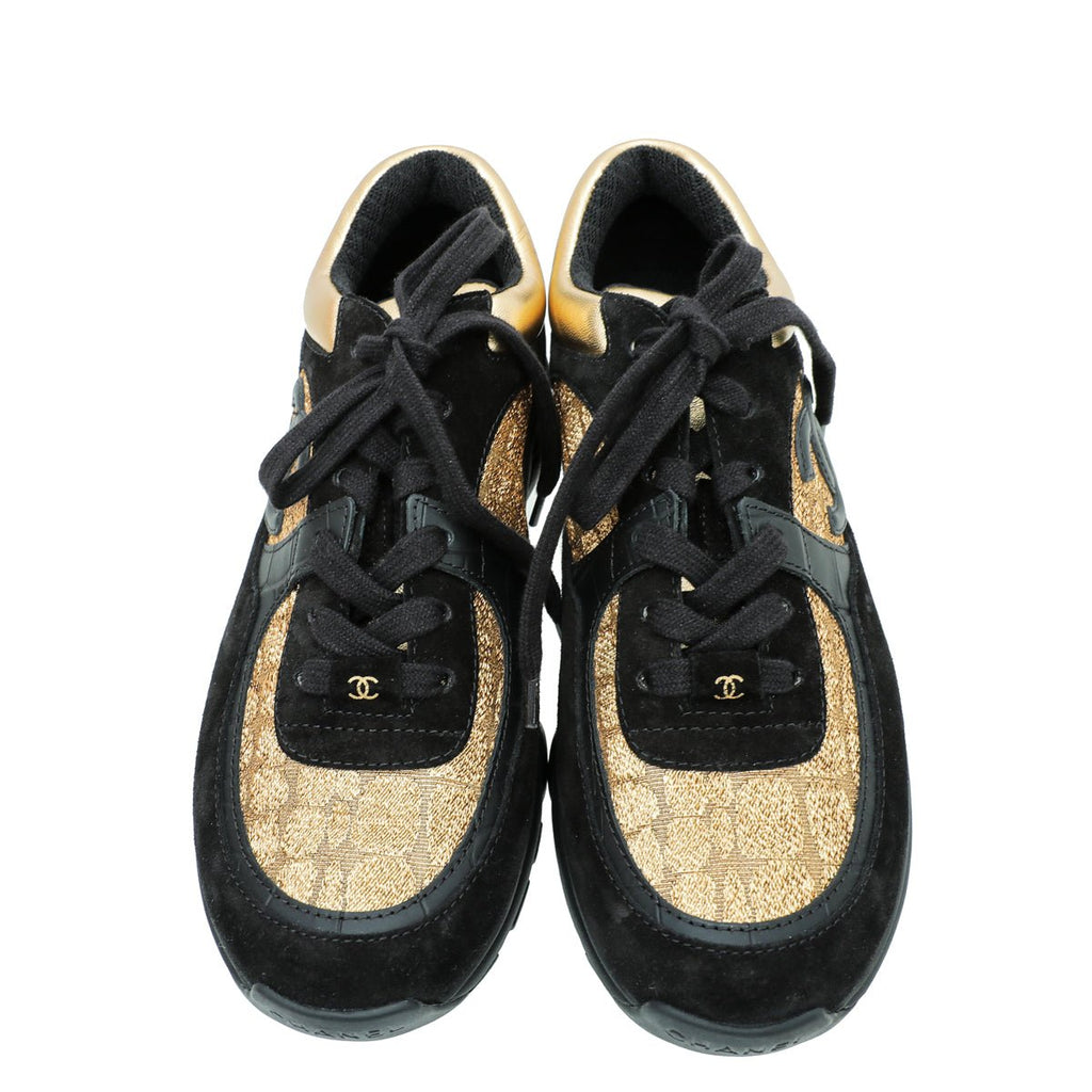 Chanel Bicolor CC Metallic Suede Sneaker 38