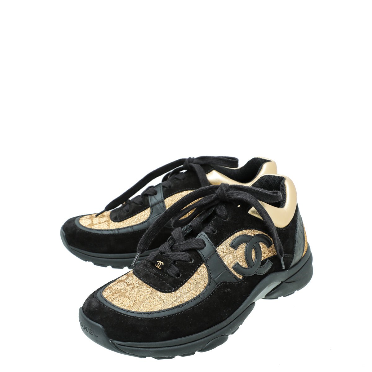 Chanel Bicolor CC Metallic Suede Sneaker 38