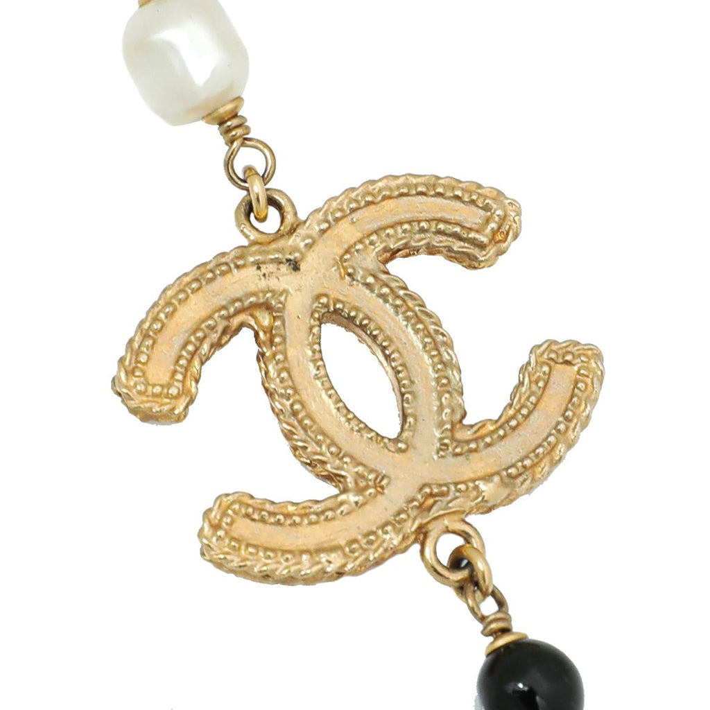 Chanel Bicolor CC Pearl Long Necklace