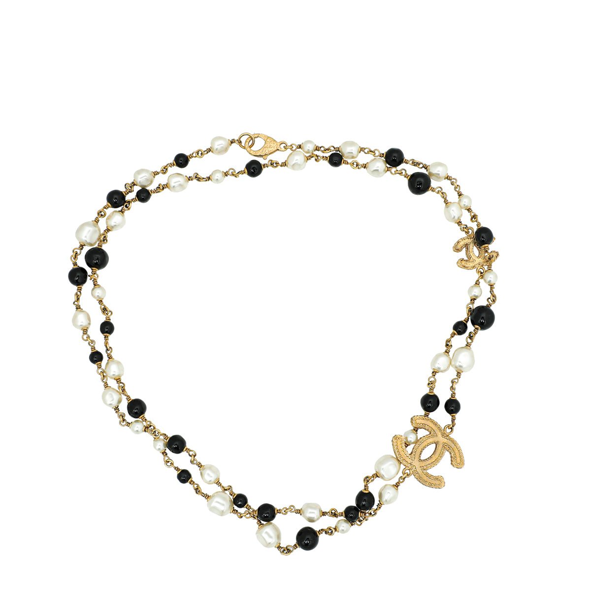 Chanel Bicolor CC Pearl Long Necklace