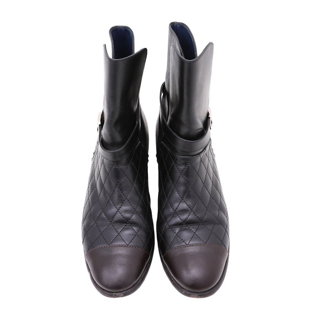 Chanel Bicolor CC Quilted Ankle Boots 39.5