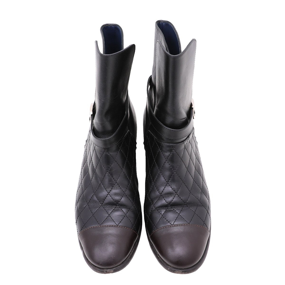 Chanel Bicolor CC Quilted Ankle Boots 39.5