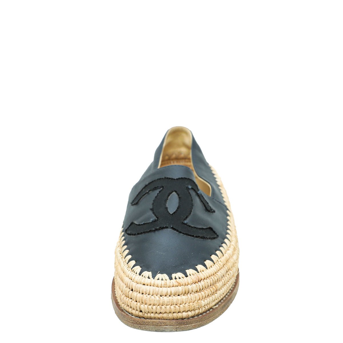 Chanel Bicolor CC Raffia Calf Espadrille 38