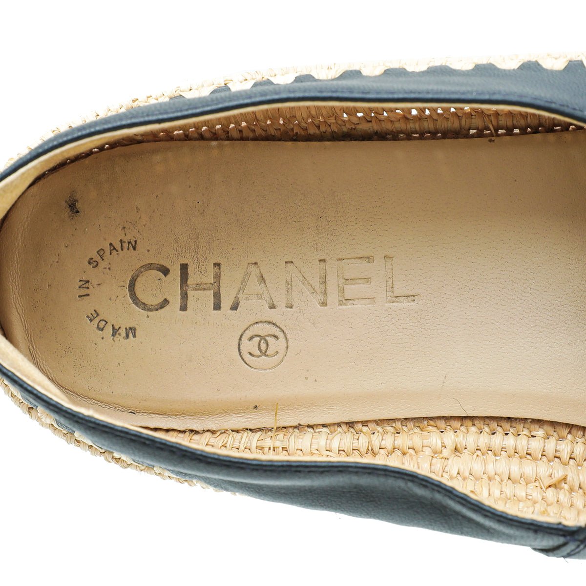Chanel Bicolor CC Raffia Calf Espadrille 38