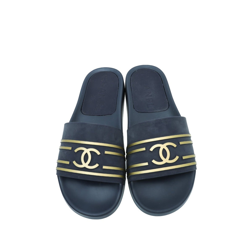 Chanel Bicolor CC Rubber Mules 40