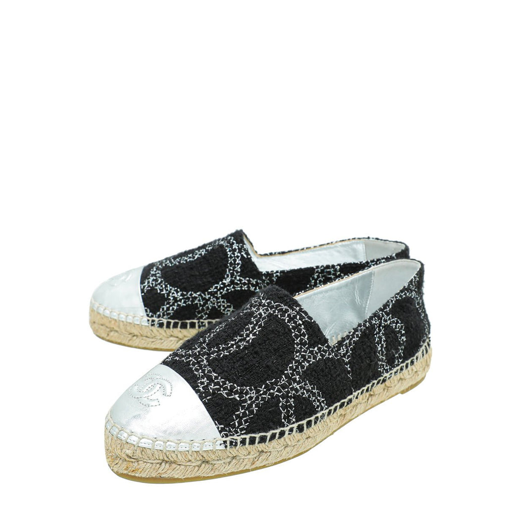 Chanel Bicolor CC Tweed Cap Toe Espadrille 37