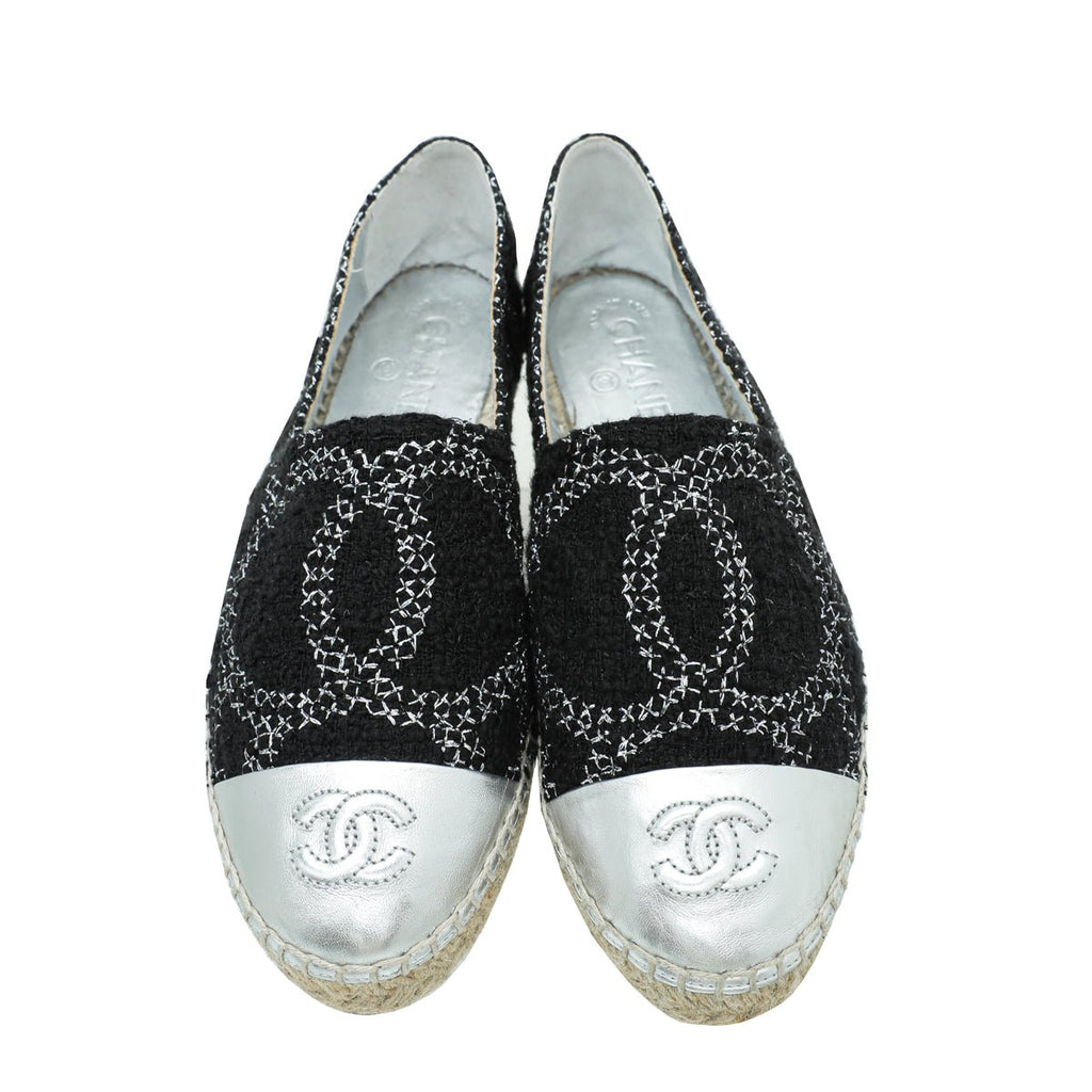 Chanel Bicolor CC Tweed Cap Toe Espadrille 37