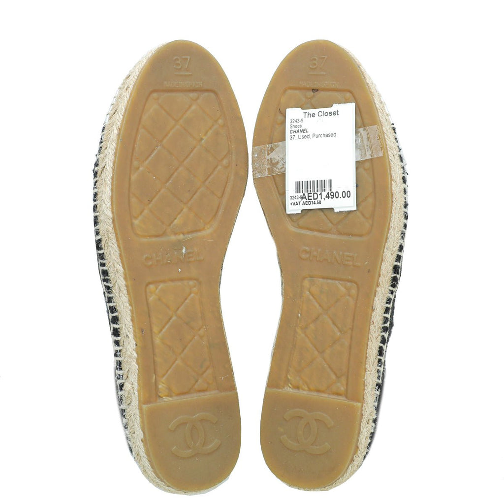 Chanel Bicolor CC Tweed Cap Toe Espadrille 37