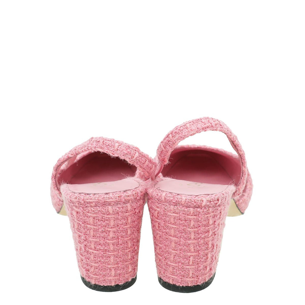 Chanel Bicolor CC Tweed Cap Toe Slingback 40