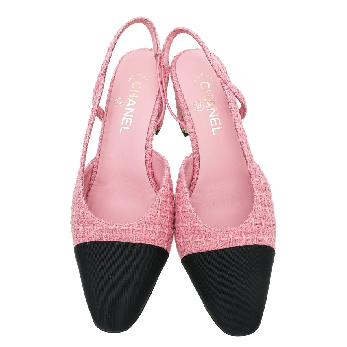Chanel Bicolor CC Tweed Cap Toe Slingback 40