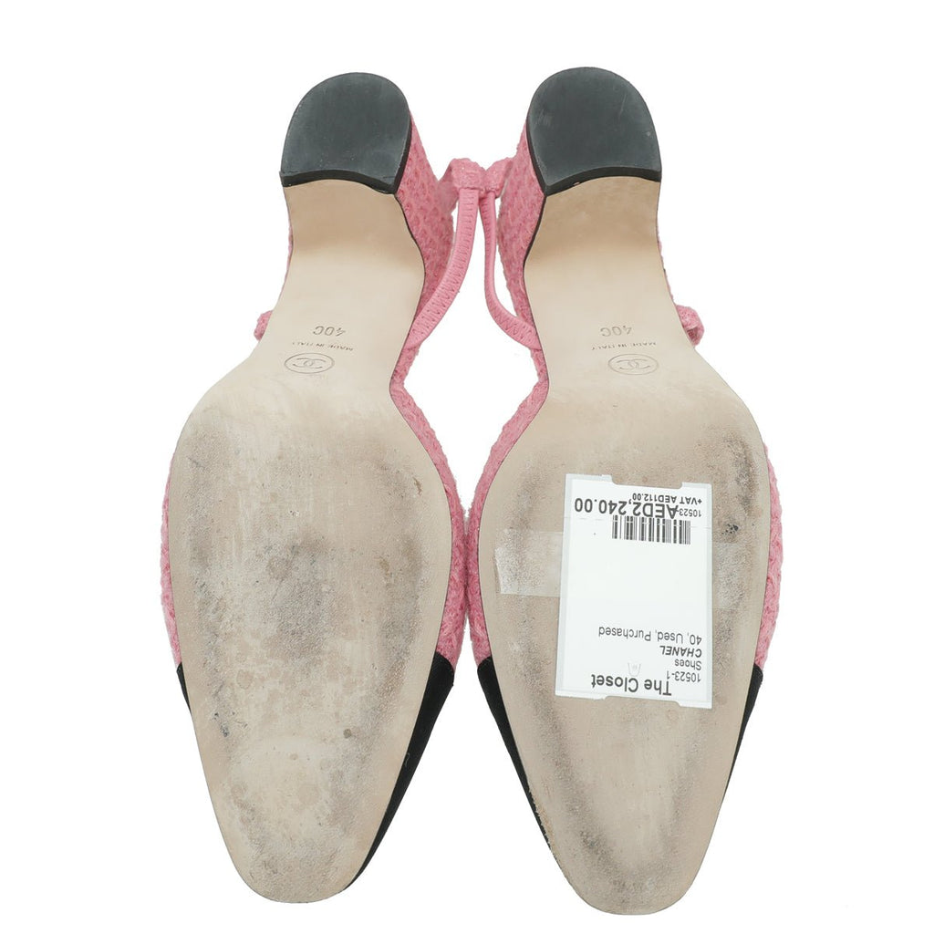 Chanel Bicolor CC Tweed Cap Toe Slingback 40